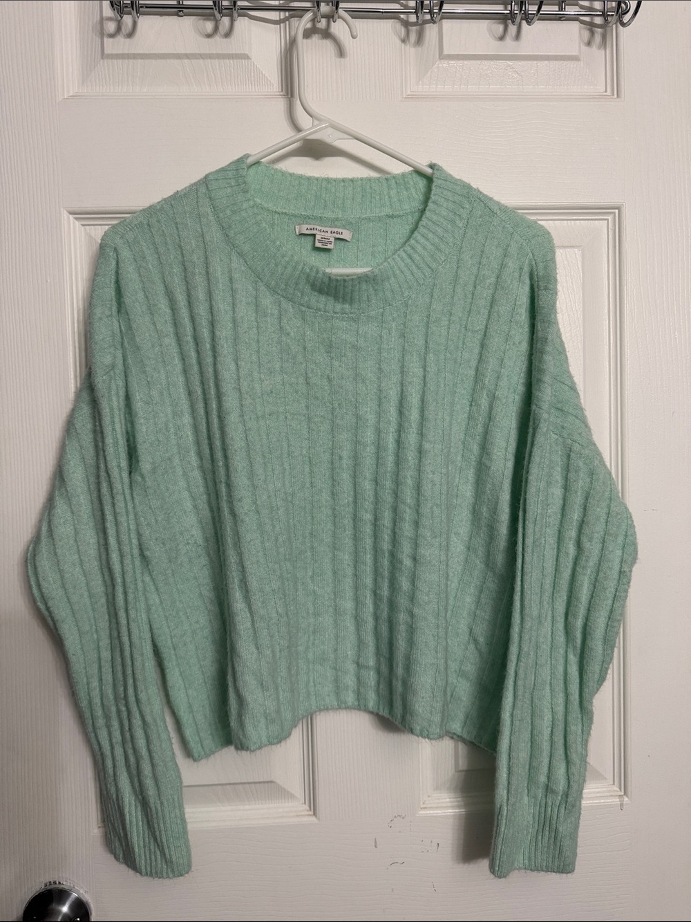 American Eagle Outfitters Mint Green Ribbed Crewneck Sweater